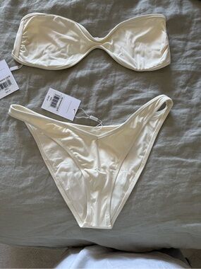 Solid & Striped Cream Strapless Bikini - The Maeve - Top & Bottom Set